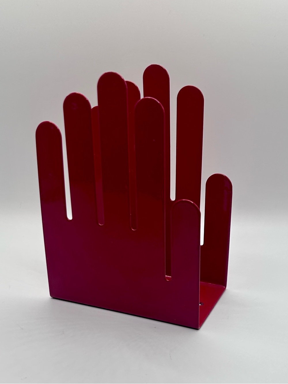 1970s Spectrum Designs Red Metal Hand Napkin Holder | Pop Art Desk Organizer